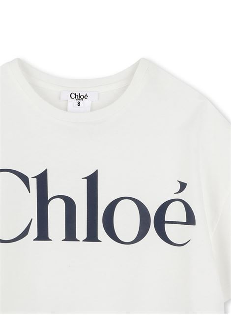 T-shirt Crop Bianca Con Stampa CHLOÉ KIDS | C20486117